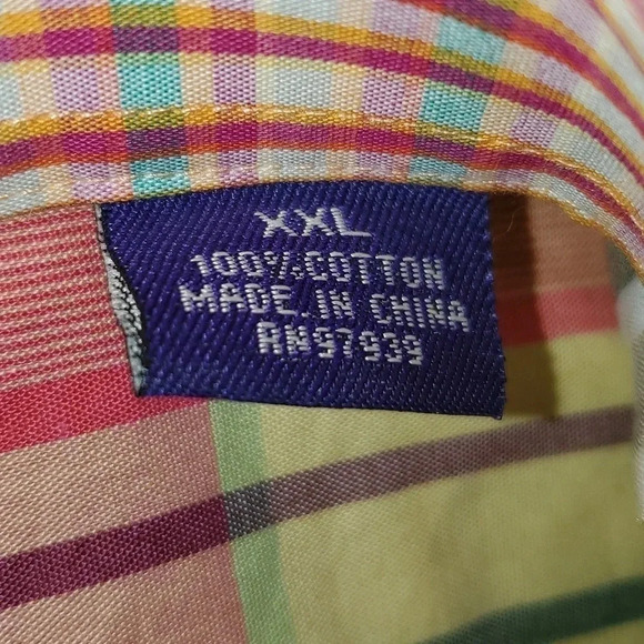 ALAN FLUSSER MEN'S SZ XXL 100% COTTON LONG SLEEVE PLAID DRESS SHIRT MULTI COLOR - Picture 13 of 13